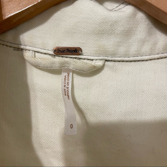 Free People White Cream Lace Jean Jacket Peplum Size 0 - Picture 5 of 8